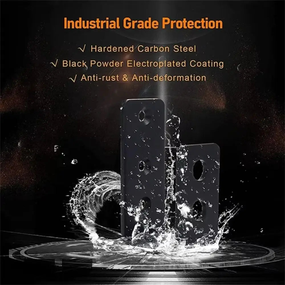 2 Pcs Metal Open Rod Support U-bracket Anti-slip Detachable Door Safety Barricade Support Door Barrier Protection Black