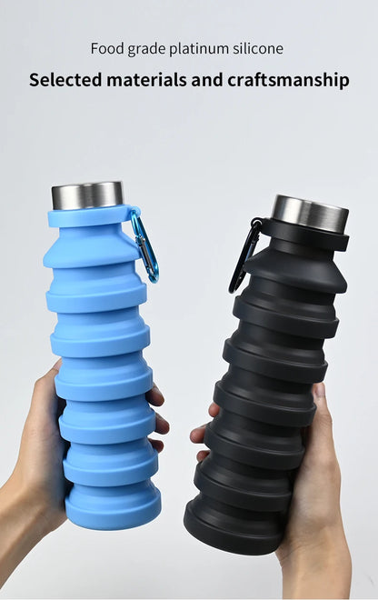 550ml collapsible water bottle cup, reusable BPA-free silicone collapsible water bottle, suitable for hiking in travel gym