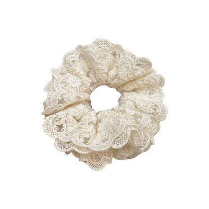 Fashion Lace Scrunchies French Romantic Elastic Hair Bands Girls Solid Ponytail Holder Headwear Hair Rope Women Hair Accessories