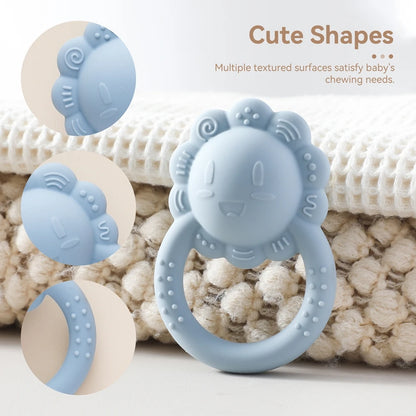 Baby Toys Silicone Teether Food Grade Rattle Toys Baby 0-12 Months Sensory Toys Silicone Lion Hand Bell Silicone Teething Rattle
