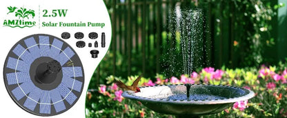 1W/1.5W/2.5W Outdoor Solar Fountain Suitable for Garden Pond Solar Fountain Pump Kit with 6 Nozzles for Garden Decoration