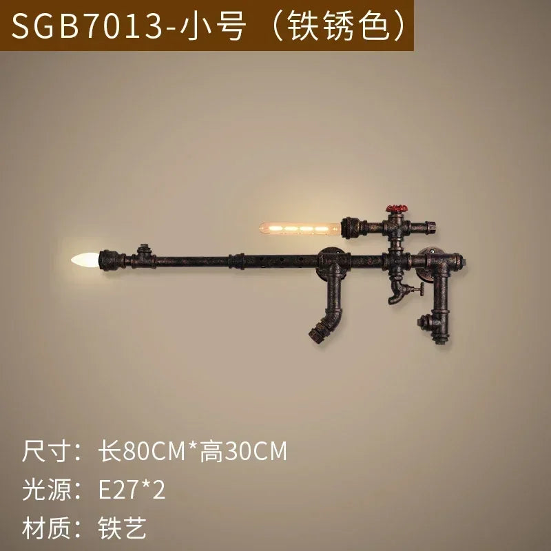 Industrial Style Wall Lamp Living Room Personalized Creative Gear Water Pipe Bedroom Decorative Wall Hangings Wall Retro Lamps