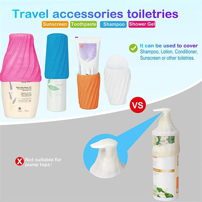 Travel Leak Proof Elastic Sleeve Reusable Toiletry Covers Prevent Liquid Leaking Shampoo Bottles Cosmetics Leak Proof Sleeve