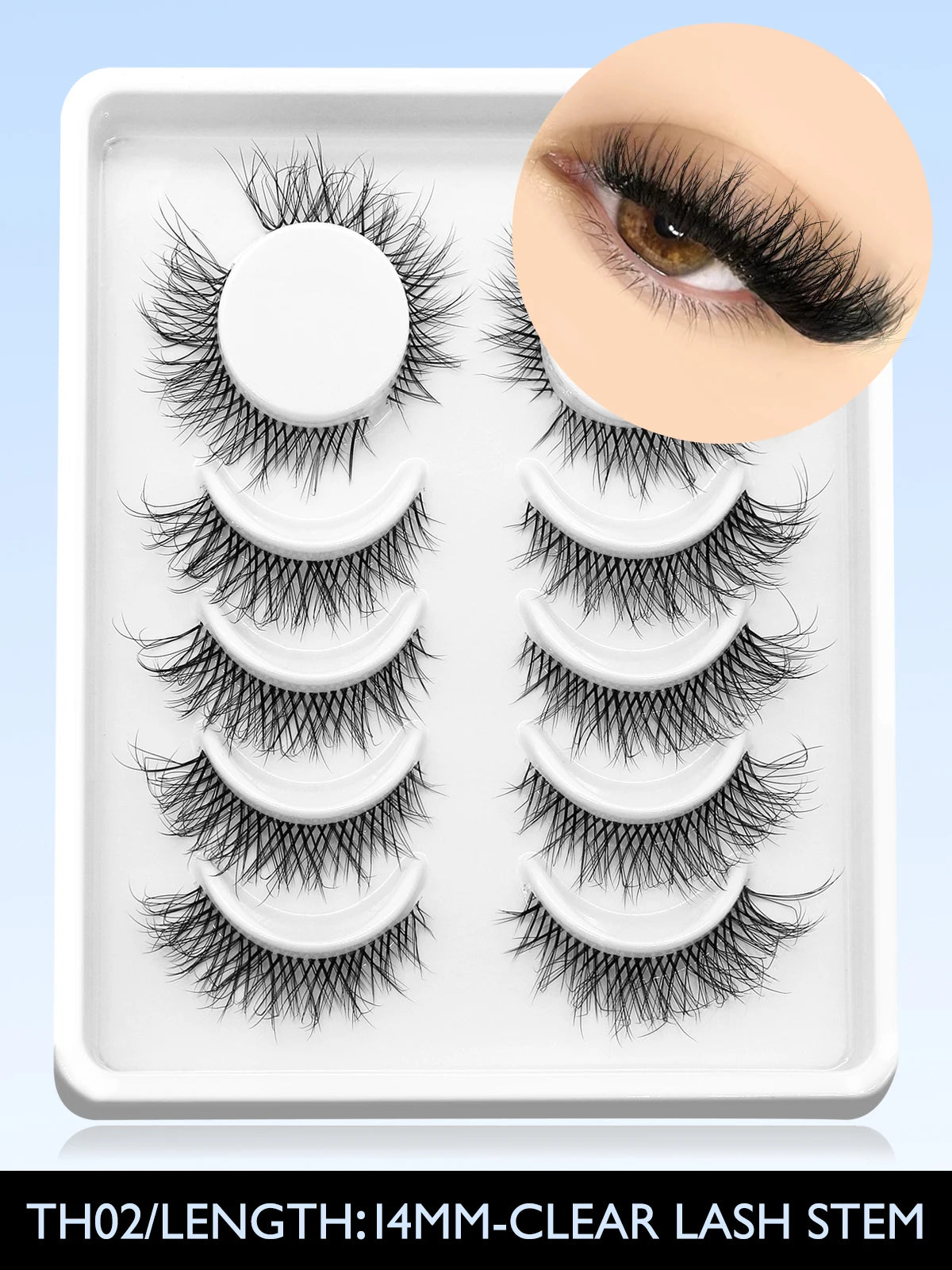 GROINNEYA Cat Eye Lashes Natural Look Mink Eyelashes Natural Look Faux Mink Wispy Soft Natural Clear Band Lashes Makeup