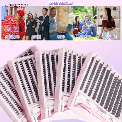 DIY Lash Extension Kit Lash Individual Lashes Clusters8-16mm With Waterproof Lash Bond And Seal Eyelash Tweezers Lash Kit