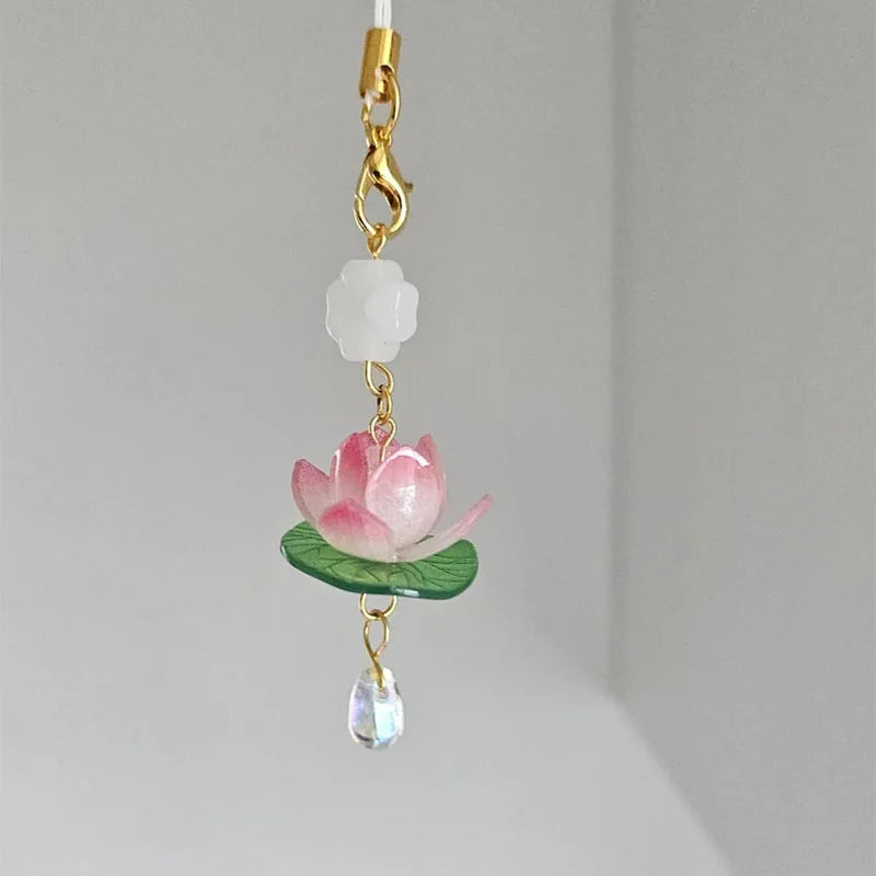Lotus Phone Charm Flower Phone Accessories Y2K  Handmade Cute