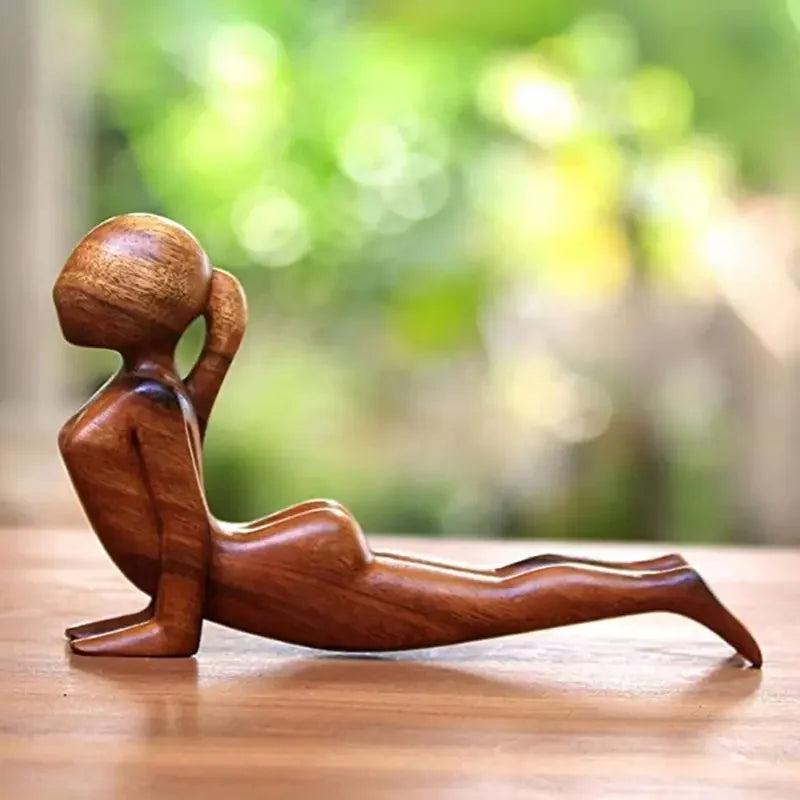 Yoga Girl Wood Carving Wooden Yoga Meditation Statue Handmade Wood Carving Yoga Pose Yoga Girl Home Decoration