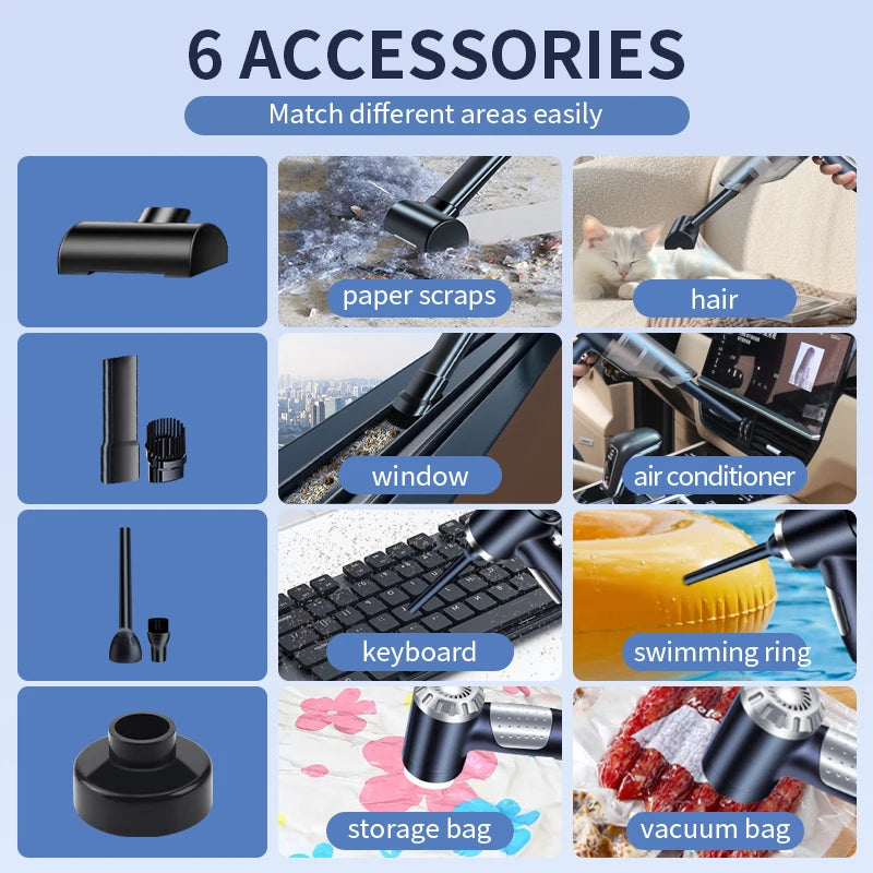 18000PA Car Vacuum Cleaner High Pressure Cleaning Machine Cordless Handled Home Appliance Strong Suction Car Wash Supplies