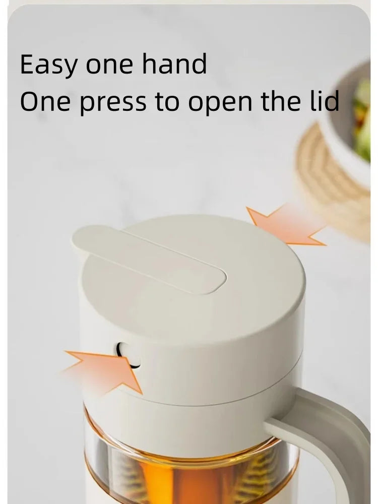 550ml Glass Automatic Opening and Closing Gravity Jug Household Kitchen Leak-proof Oil Jug Soy Sauce Vinegar Seasoning Flask