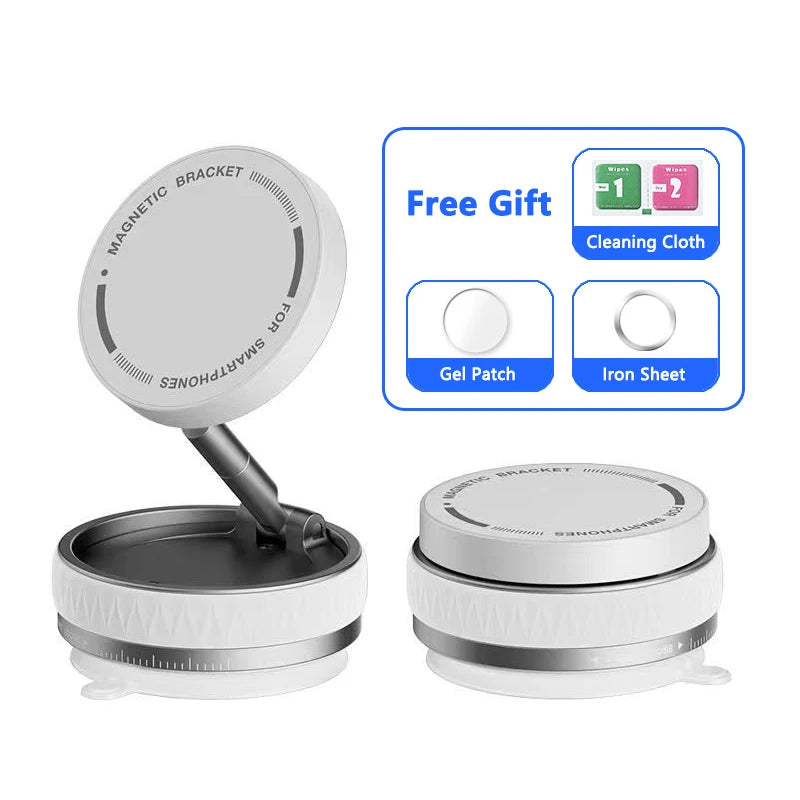 Vacuum Suction Magnetic Car Mount Strong Suction Stand Phone Holder Foldable Design 360° Rotation Adjustable Car Phone Bracket