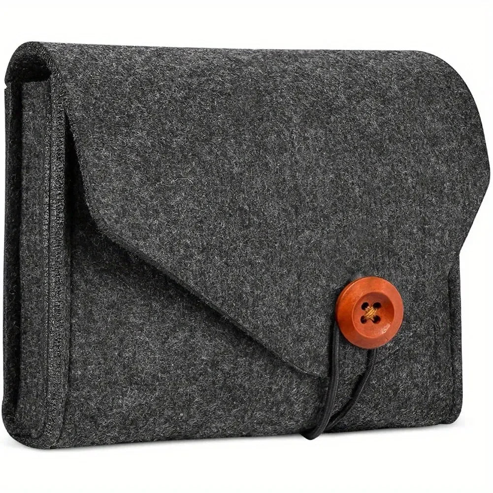 Portable Felt Electronics Accessories Organizer - Power Adapter & USB Cable Storage Case for Travel
