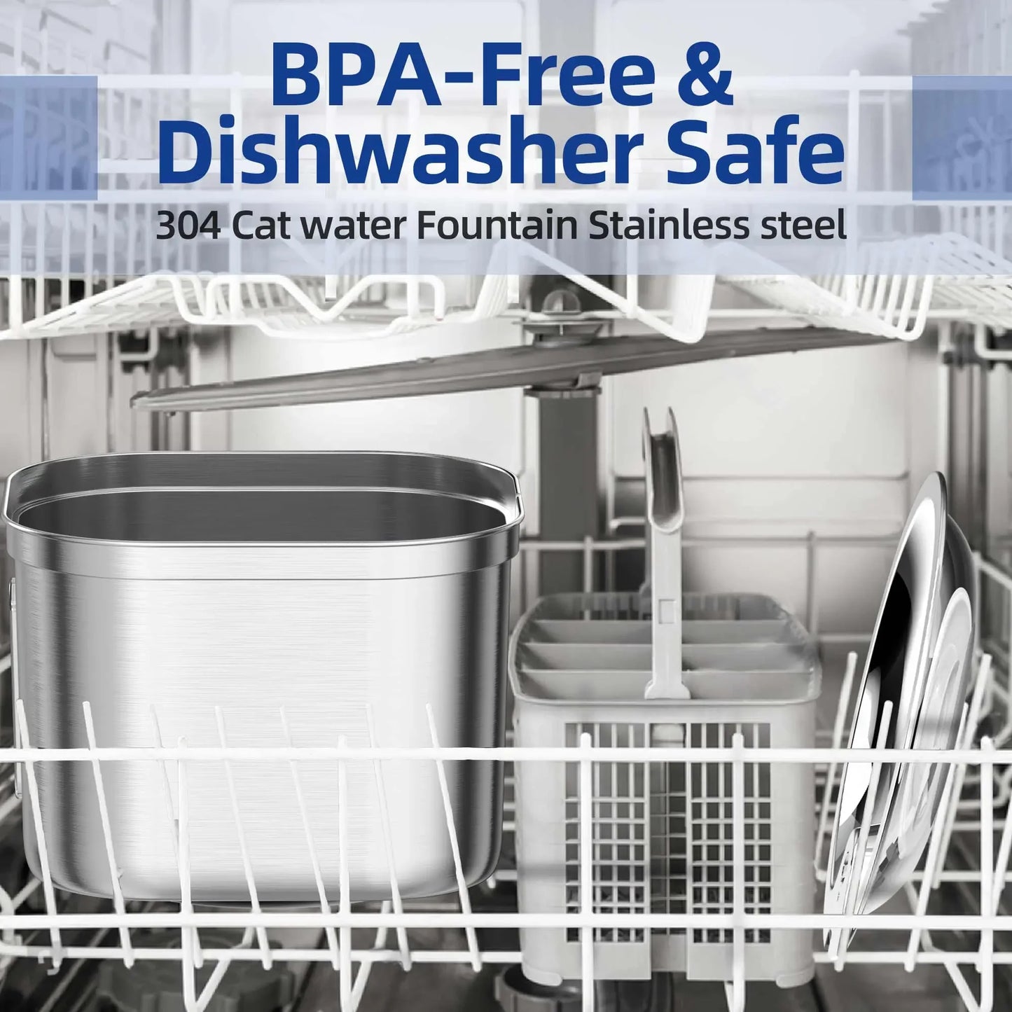 Cat Water Fountain Stainless Steel Pet Water Fountain for Cats Inside 1Filters&Ultra-Quiet Pump 2.2L/73oz Dog Pet Water Fountain