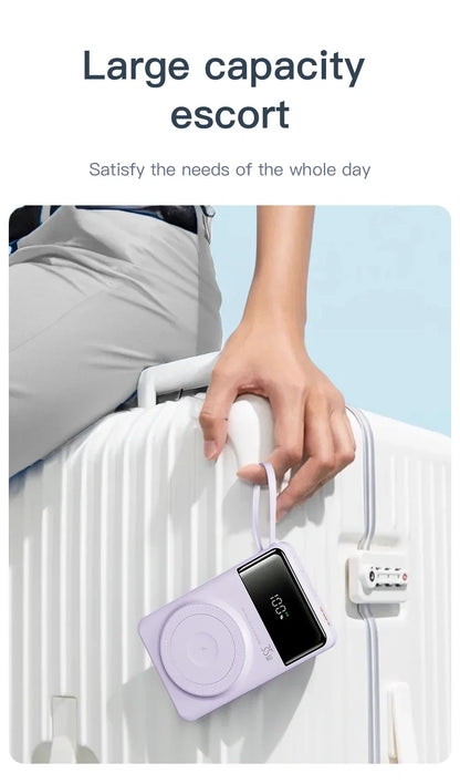 New Portable Built in Cables Magnetic Wireless Power Bank PD35W Fast Charging 20000mAh Large Capacity Powerbank for iPhone 16 15