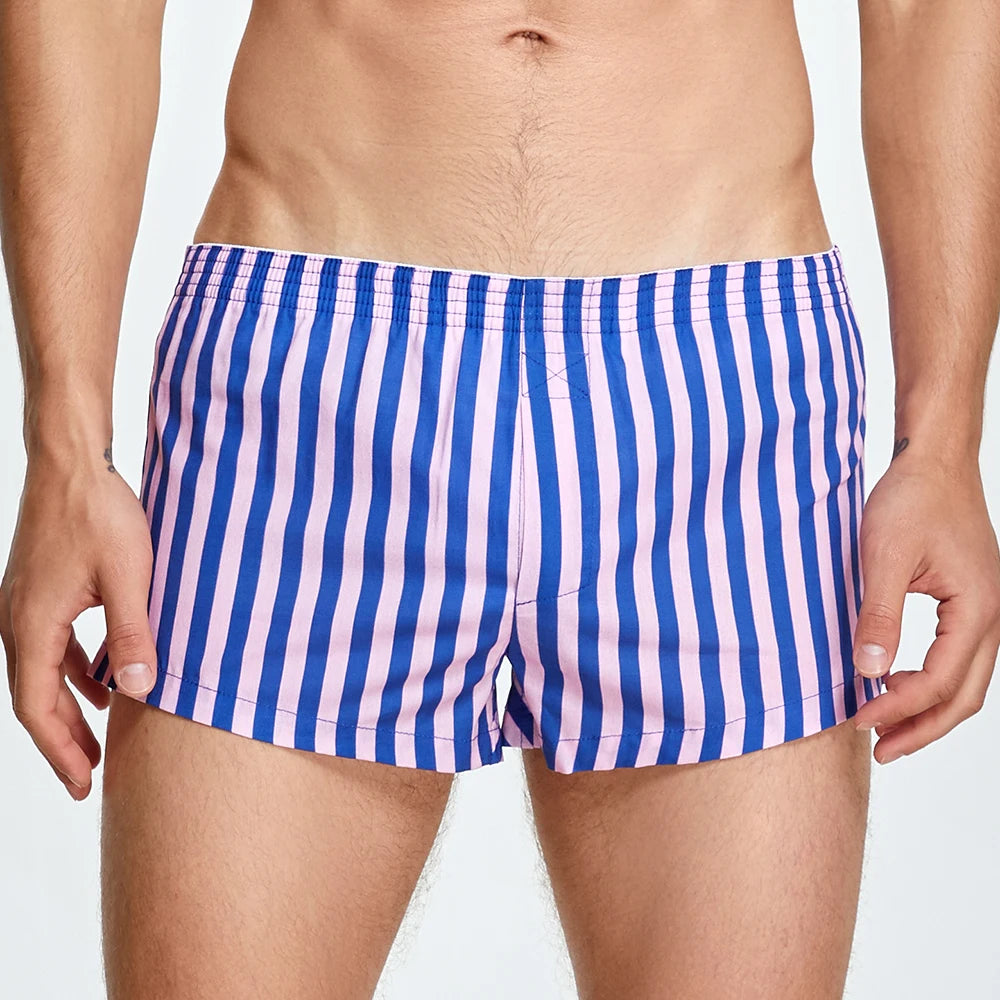 Seobean Men's 100% Cotton Shorts for Home Use Comfortable Breathable Loose Fit Solid Color