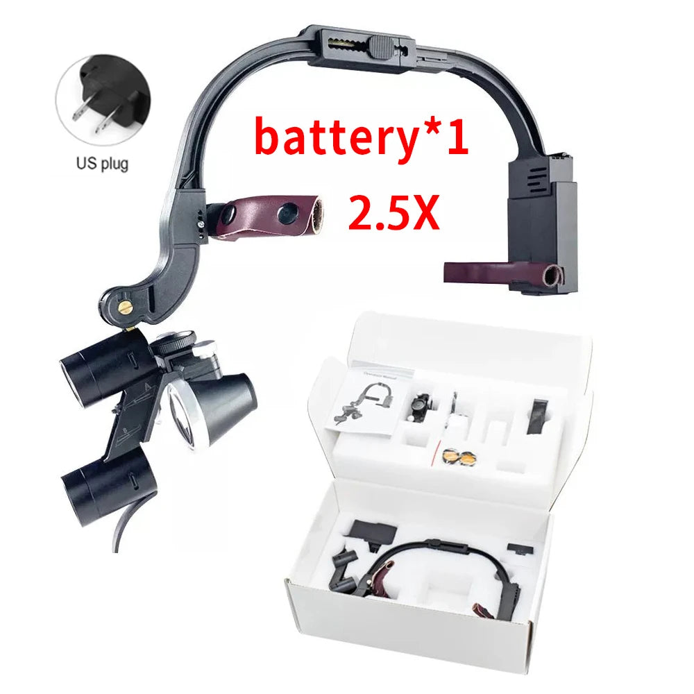 Dental Loupes LED Head Light Lamp With Carton Box 5W Light 2.5X 3.5X Binocular Loupes Dentistry Surgical Headlight