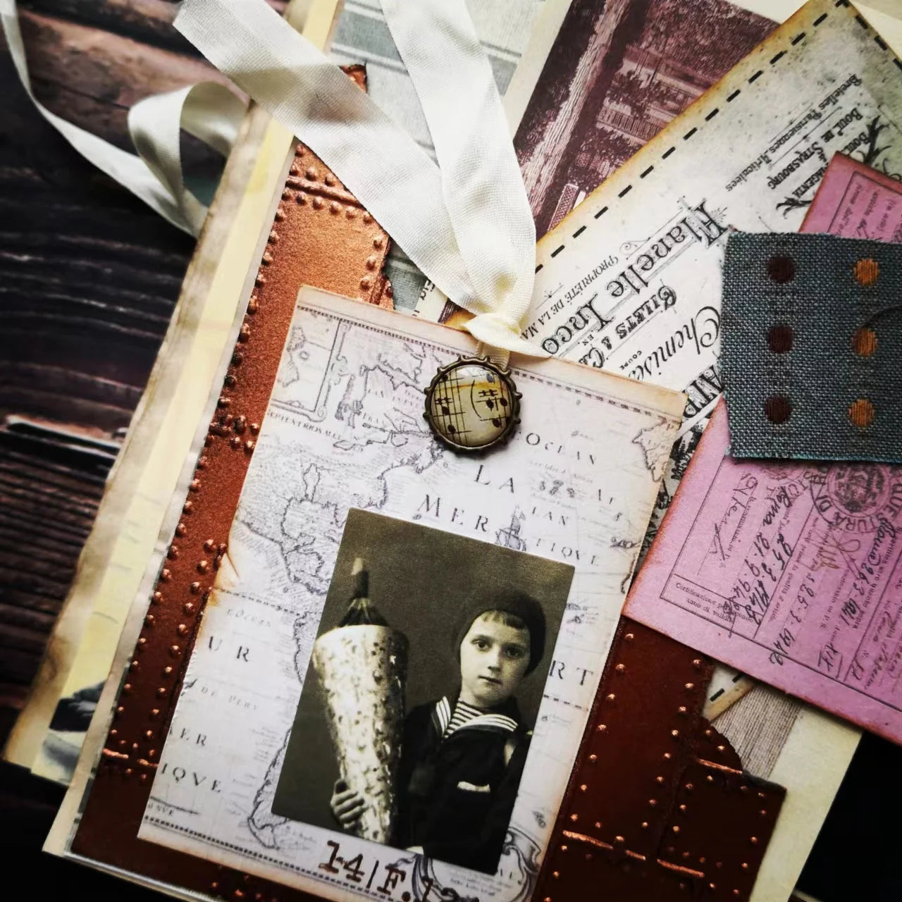 [MET004] 22-26pics Mixed Printing Metal Retro Brads for Scrapbooking Embellishment Decorative Beads Clothes Handmade Crafts