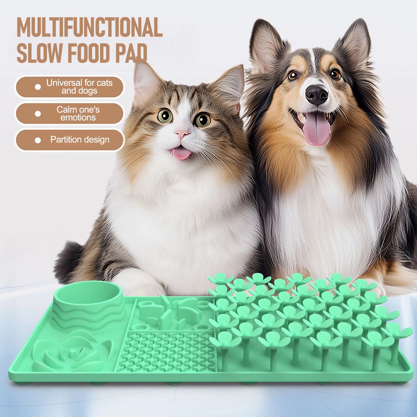 Pet Licking Mat Pet Silicone Eating Ware Dog Slow Food Mat Placemat  Dog Feeder Supplies Suction Cup Dog Bathing Distraction