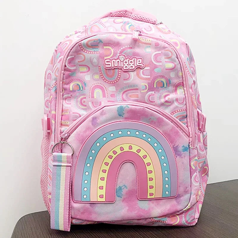 Genuine Australian Smiggle Schoolbag Light Pink Rainbow Door Student Stationery Pencil Case Large Capacity Backpack Student Gift