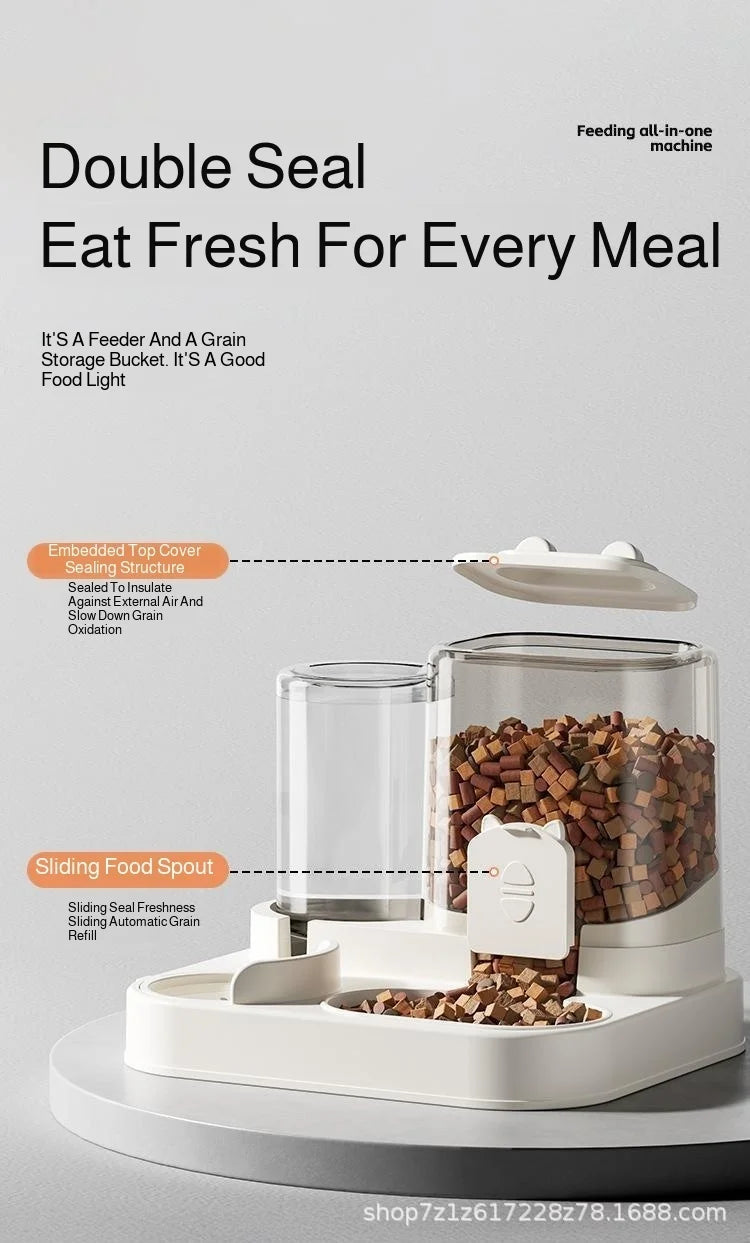 Automatic Dog Cat Feeder and Water Dispenser Gravity Food Feeder and Waterer Set with Pet Food Bowl Universal Pet Products
