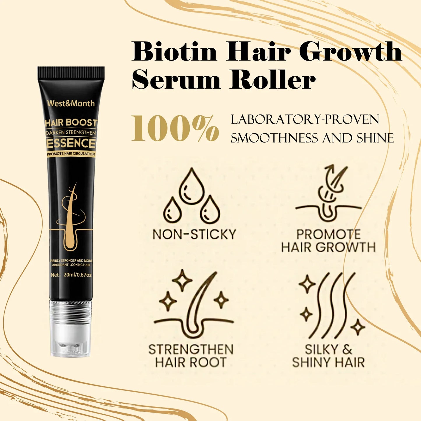 Hair Growth Essence Prevent Hair Loss Baldness Treatment Scalp Massage Roller Regrowth Thicker Strengthen Nourishing Hair Serum