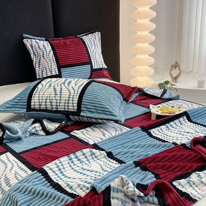 Lightweight Luxurious Warm Sleeping Plaid Milk Down Thin Blanket Multi Color Spring Summer Suitable For Sofas Bedrooms Blankets