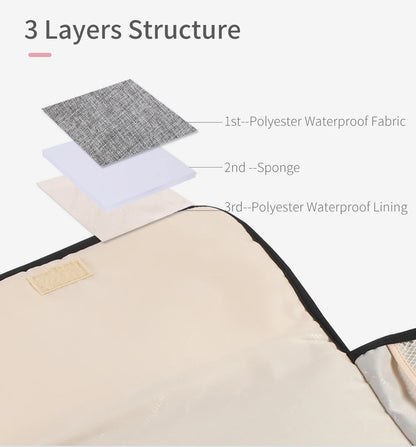 Portable Baby Changing Mat Infant Multifunction Diaper Changing Pad Newborn 2 IN 1 Waterproof Changing Pad Cover Storage Bag
