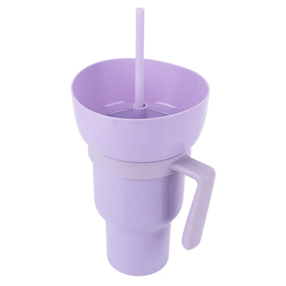New 2 IN 1 Creative Popcorn Snack Cup Integrated Beverage Cup with Handle Portable Beverage Cup Novel Design and Many Functions