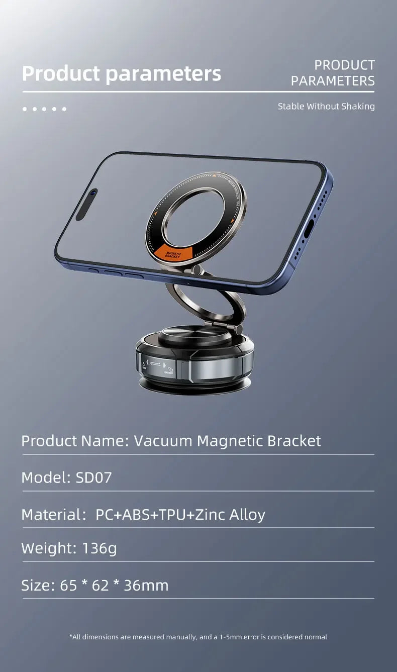 Magnetic Car Phone Holder Mount Vacuum, 360-degree Rotating for Iphone 15 14 13 12 Pro Max Phone Holders & Stands