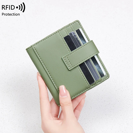 RFID Anti-blocking Wallet for Women, Multi-Card, Credit Card Bag, Lightweight and Simple, Short Buckle, Small, Fashion Wallet