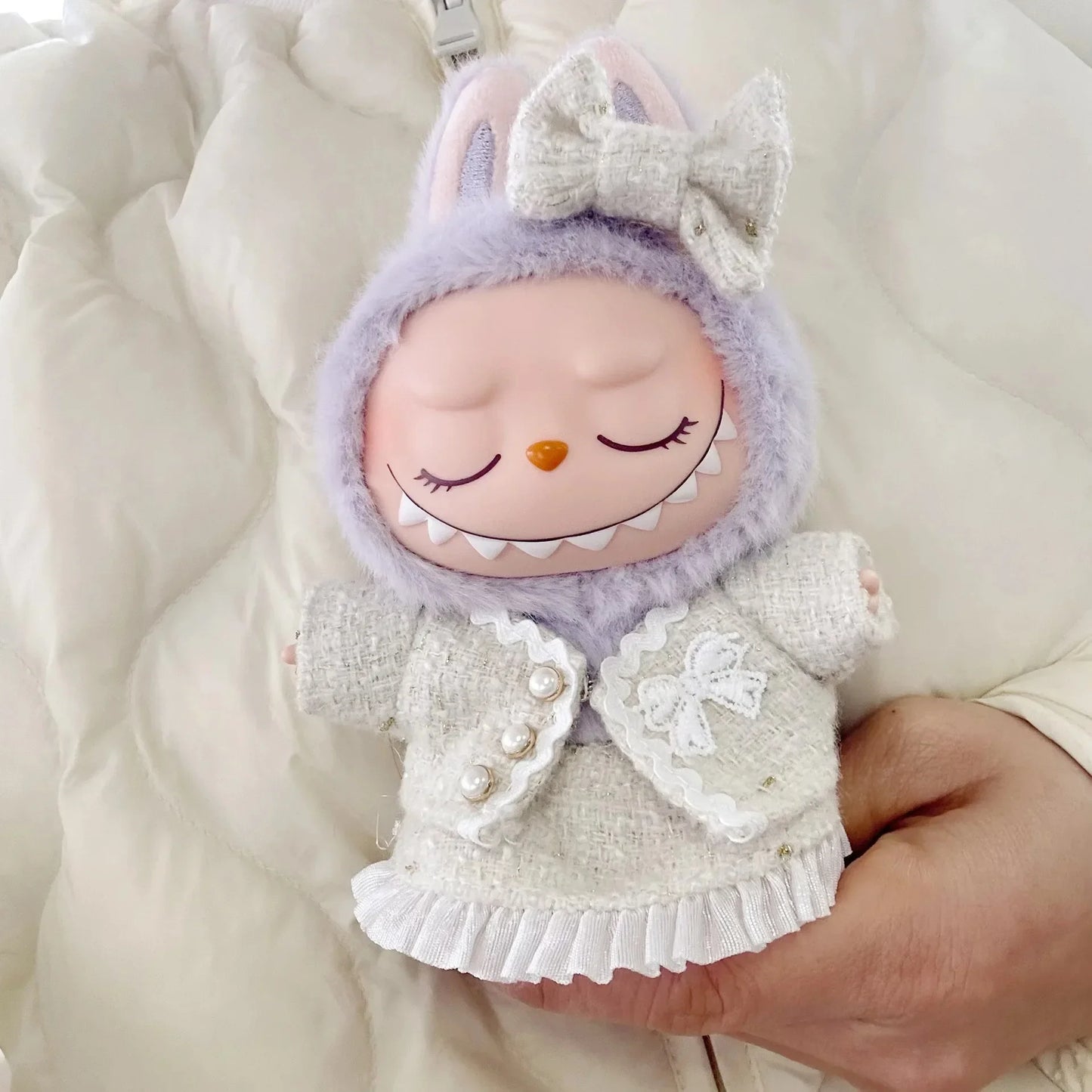 Labubu Doll Clothes For 17cm Labubu Accessories Classic Dress Grid Style Suit Skirt DIY Mini Dolls Clothing