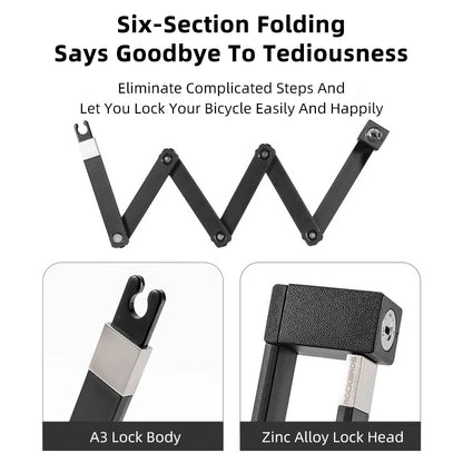 ROCKBROS Bike Lock Electric Bicycle Motorcycle MTB Road Bike Portable Anti-Theft Folding Password Lock Cycling Accessories