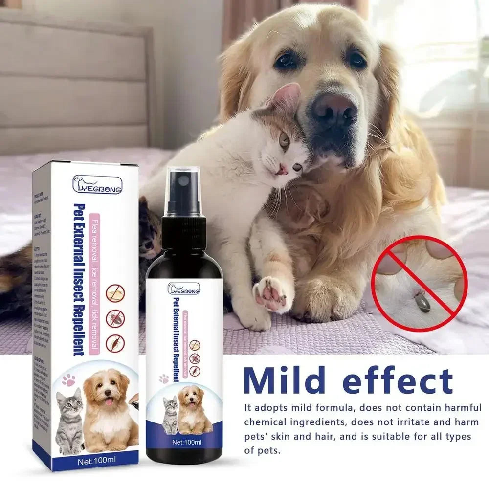Pet Dog Cat Anti Flea Drops 100ml Insectcide Flea Lice Remover Spray Insect Repellent Soothing Home and Cats Dogs Prevent Ticks