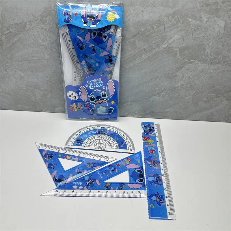 4pcs/Set Disney Stitch Drawing Ruler Set Student Study Stationery Ruler Student Stationery Supplies Measuring Tools