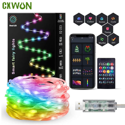 Smart  LED String Light  Multicolor Bluetooth Magic Musical Christmas Fairy String Lights by APP for Xmas Home Decorations