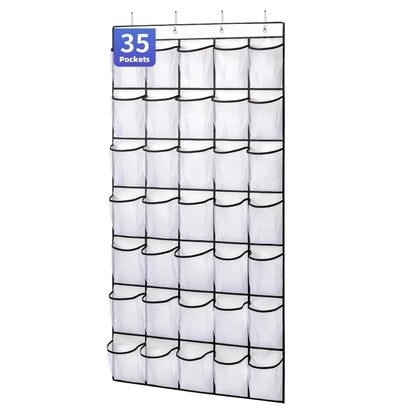 35 Pocket Wall-mounted Sundries Shoe Organiser Closet Storage Shoe Rack Mesh Pocket Clear Hanging Over The Door Shoe Organizers