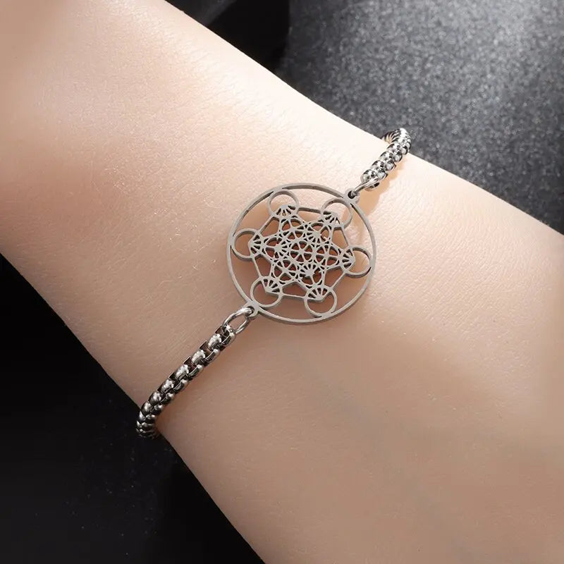 Angel Seal Archangel Metatron Cube Bracelet Women Men Salomon Box Chain Bracelet Stainless Steel Jewelry Gift