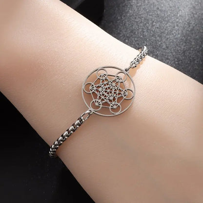 Angel Seal Archangel Metatron Cube Bracelet Women Men Salomon Box Chain Bracelet Stainless Steel Jewelry Gift
