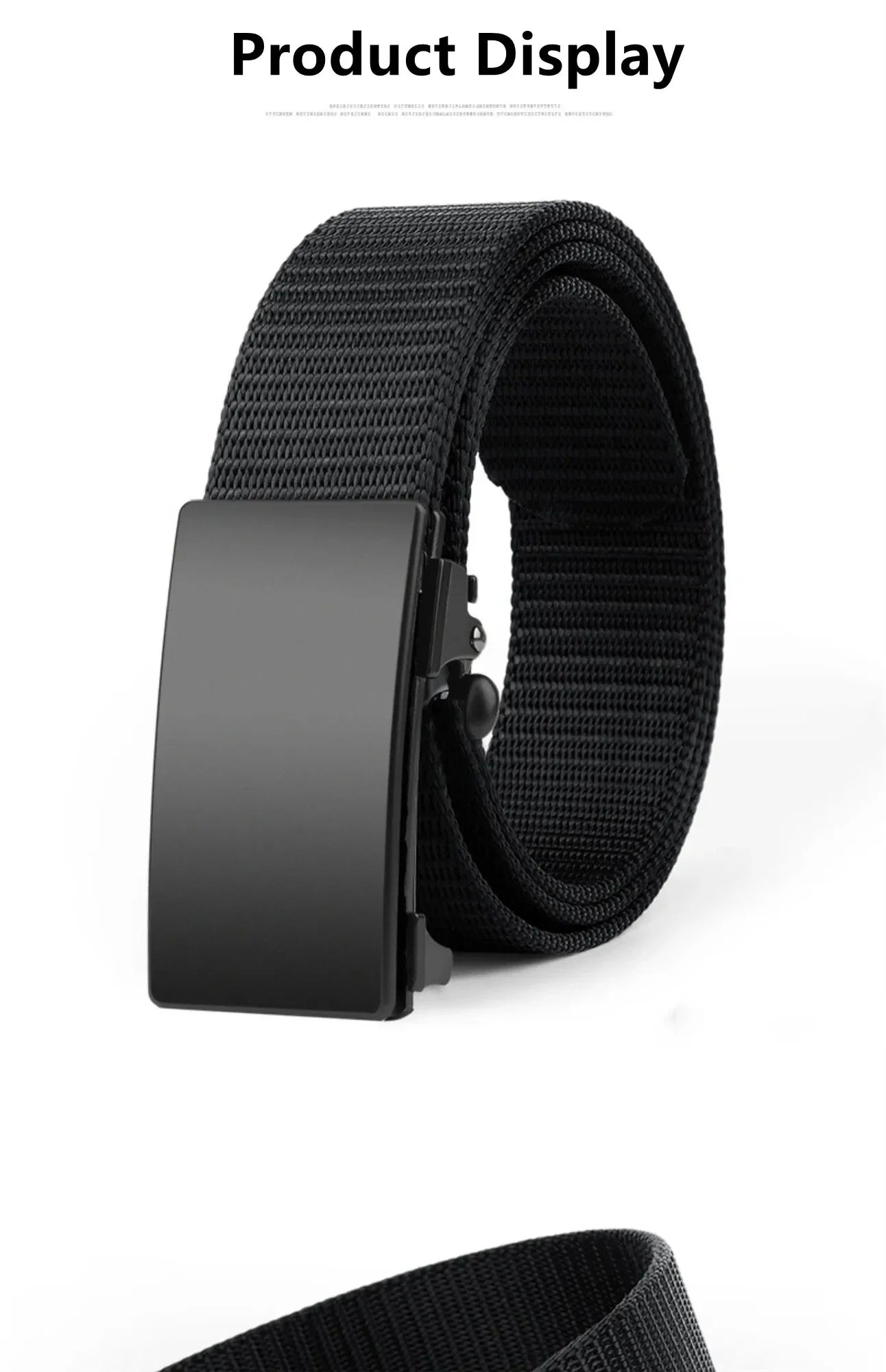 Men's Belt Outdoor Leisure Sports Belt Toothless Quick Release Automatic Buckle Quality Black Belt