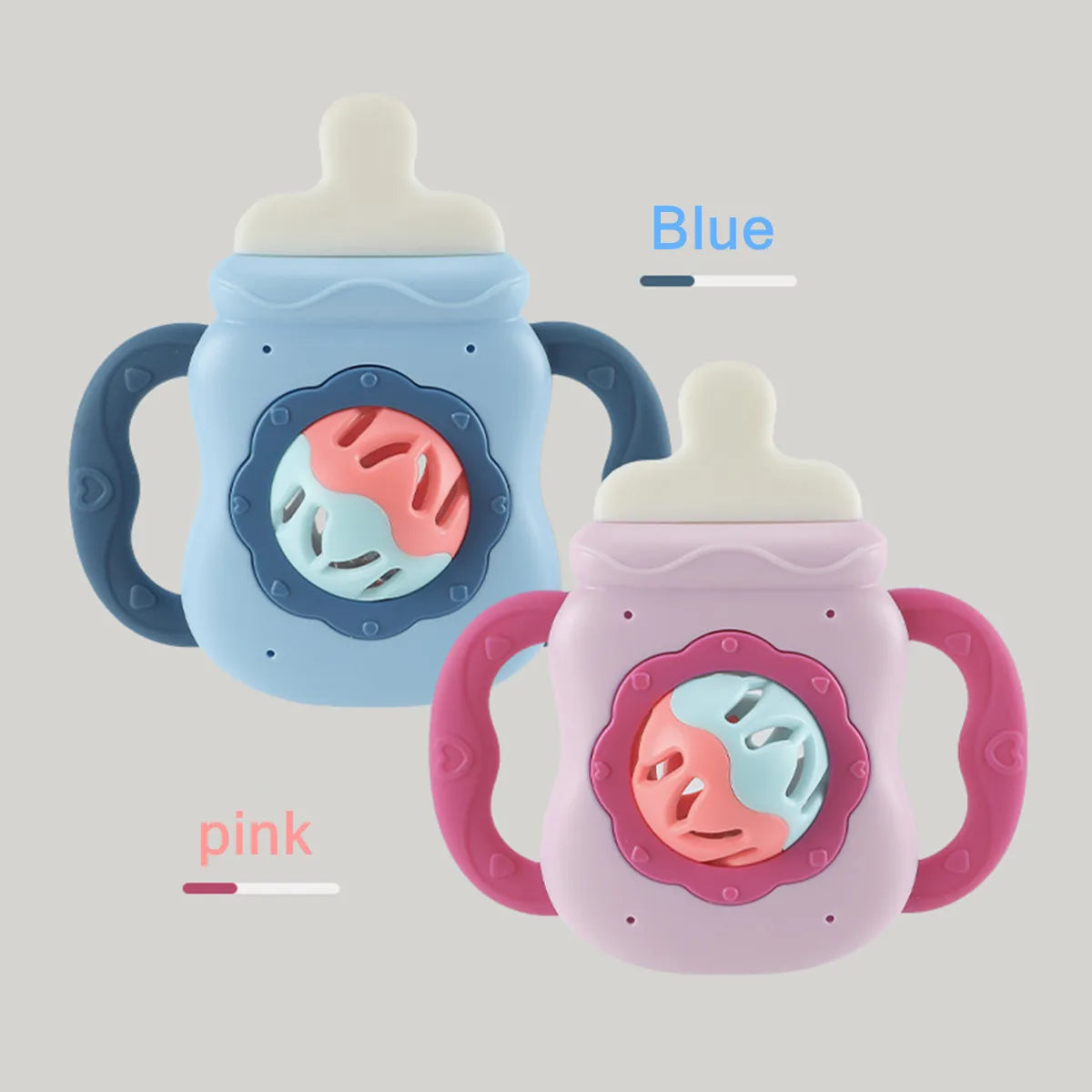 Baby Rattle Toy Milk Nursing Bottle Shaped Hand Bell Can Be Grabbed And Bitten Teether Newborn Can Bite Teether Newborn Gift