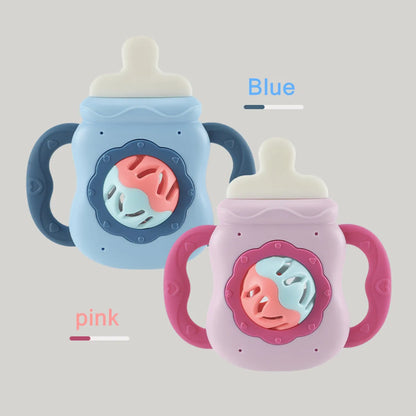 Baby Rattle Toy Milk Nursing Bottle Shaped Hand Bell Can Be Grabbed And Bitten Teether Newborn Can Bite Teether Newborn Gift