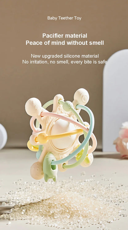 Baby Silicone Hand Catching Ball Baby Chewing Teether Toy Hand Bell 0-12 Months Newborn Sensory Educational Toys Infant Gift