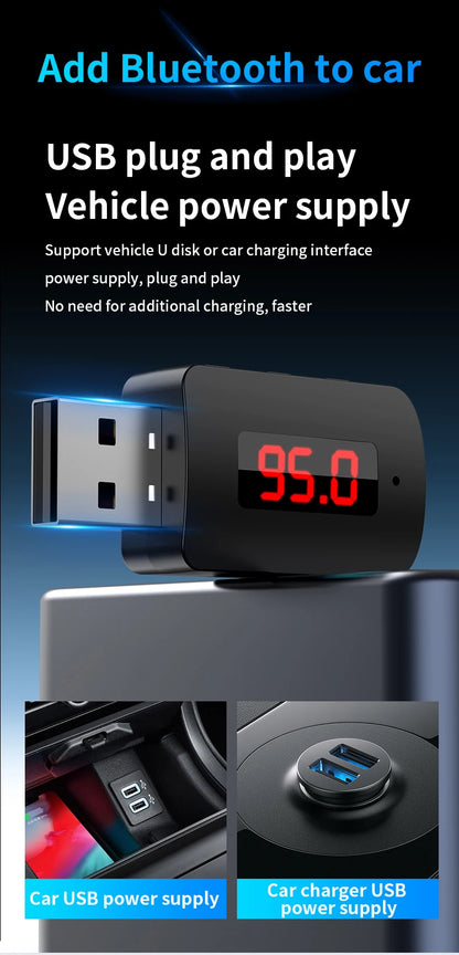 Bluetooth 5.4 Car Transmitter Receiver Handsfree Call Car Kit Mini USB Power Auto Wireless Audio Adapter For Fm Radio