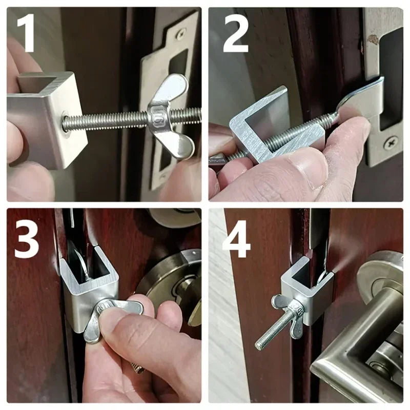 Portable Door Lock Travel Hotel Lock Dual Nut Adjustment Privacy Doors Lock Anti-Theft Door Stopper for Home Security Door Stop