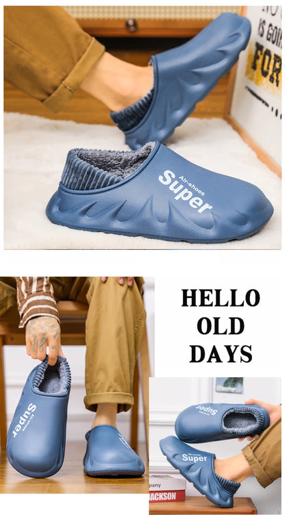 Plus Size 4849 Winter Men Slippers Warm Fur Home Slippers for Men Fashion Plush House Cotton Shoes Womens Wear Slides New