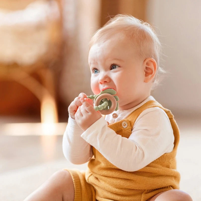 Baby Silicone Teethers Rattle Toys Newborn Chew Food Grade Teethers Training Bed Toy Baby Silicone Soothing Toy Accessories Gift