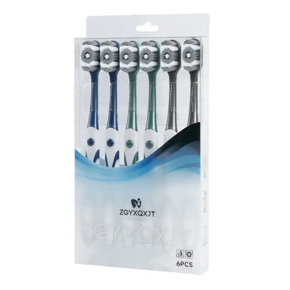 6pcs/pack Hard Bristled Toothbrush Kit Whitening Teeth Toothbrush For Adults Deep Cleaning Oral Care Supplies Family Use