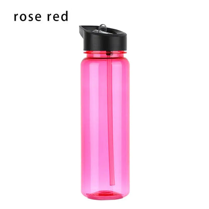 750ml Sports Water Bottle With Straw Outdoor Plastic Clear Dinkware Gym School Travel Camping Portable Leakproof Drinking Cup
