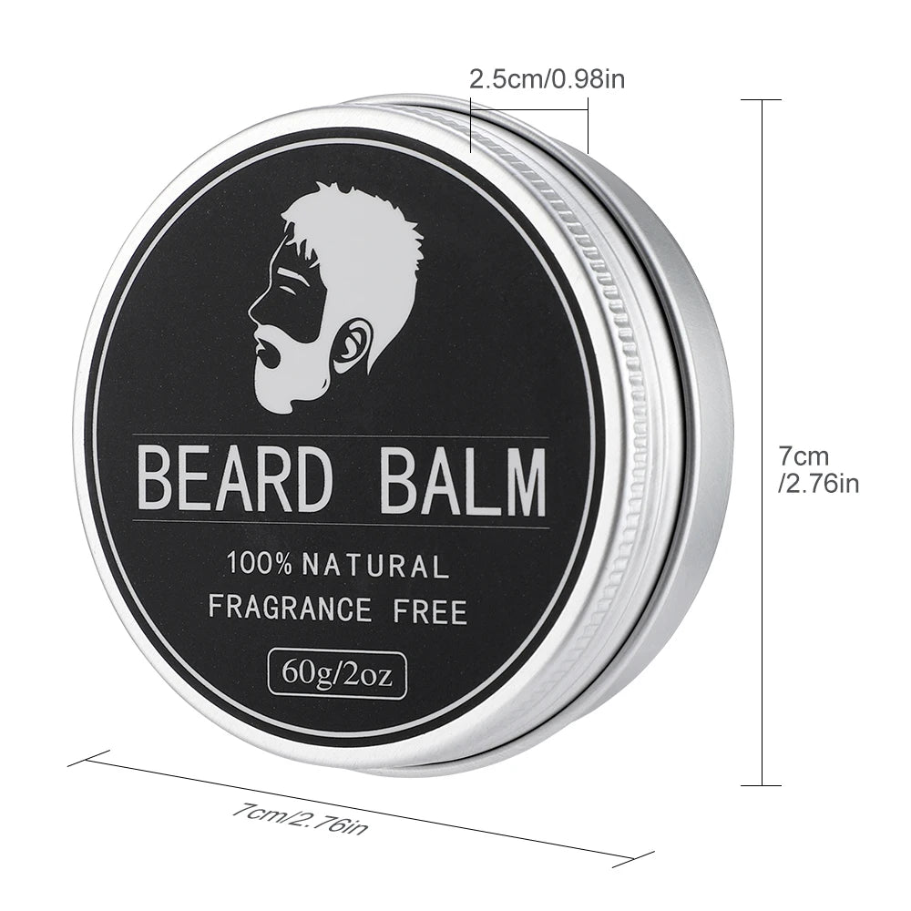 60g Beard Balm For Men Facial Hair Beard Growth Wax Thicking Moisturizing Nourishing Professional Mustache Cream Beard Care
