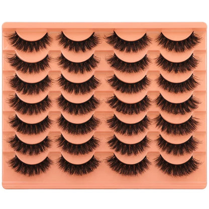 14 Pairs Natural Look False Eyelashes Thick Fluffy Faux Mink Lashes Pack   Cat Eye Lashes that Look Like Extensions Black