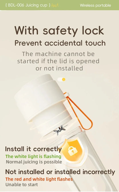 Electric portable blender, 12-blade 400ML juicer, fruit blender, USB rechargeable smoothie juicer, milkshake juicer